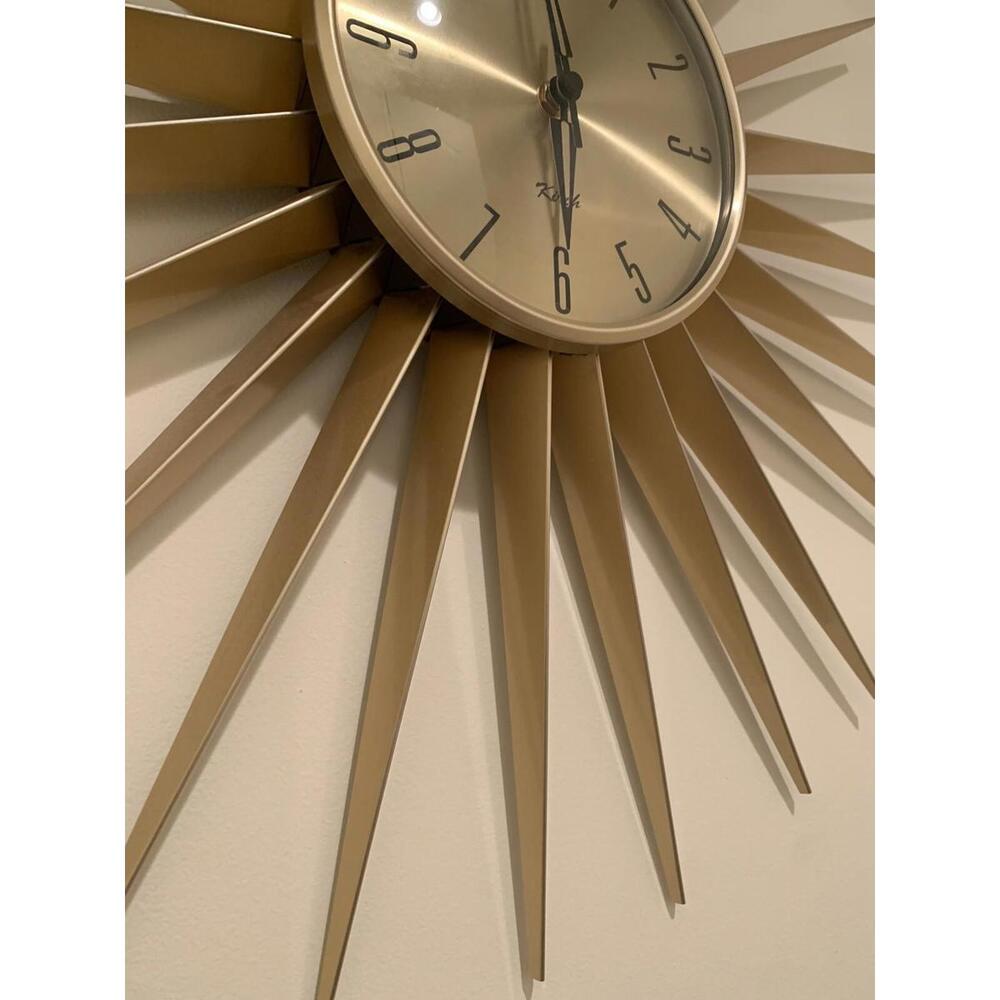 Vintage Kirch RETRO Mid Century Modern Sun Sunburst Atomic Wall Clock Metal - Picture 2 of 12